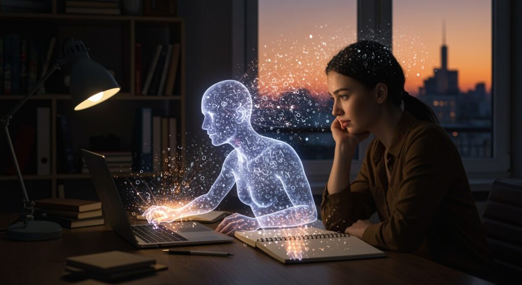 freepik__a woman sits at a desk in front of a laptop with a__ - Aethon AI