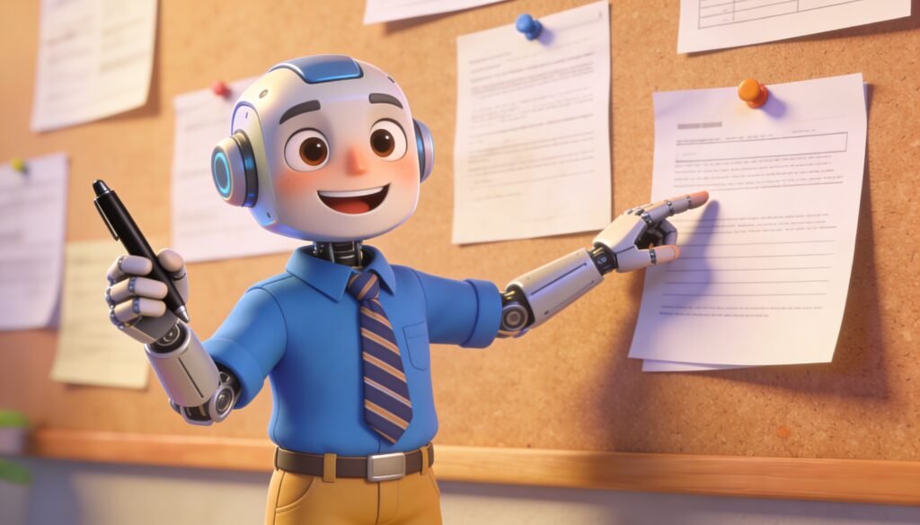 freepik__cartoon robot expressive face blue shirt and strip__ - Aethon AI